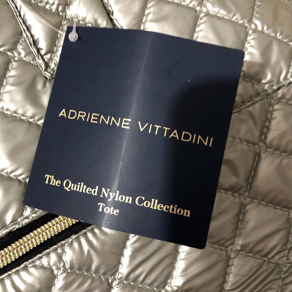 NWT Adrienne vittadini quilted silver Tote